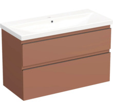 Jungborn Waschplatz TRENTA BxHxT 100x65x45 cm cotto matt mit Keramik-Waschtisch Griffleiste schwarz