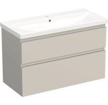 Jungborn Waschplatz TRENTA BxHxT 100x65x45 cm cashmere glanz mit Keramik-Waschtisch Griffleiste chrom matt