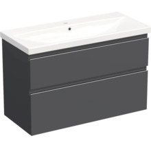 Jungborn Waschplatz TRENTA BxHxT 100x65x45 cm anthrazit matt mit Keramik-Waschtisch Griffleiste chrom matt