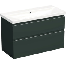 Jungborn Waschplatz TRENTA BxHxT 100x65x45 cm grün salvia matt mit Keramik-Waschtisch Griffleiste chrom matt