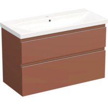 Jungborn Waschplatz TRENTA BxHxT 100x65x45 cm cotto matt mit Keramik-Waschtisch Griffleiste chrom matt