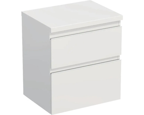 Jungborn Waschtischunterschrank TRENTA BxHxT 56,7 x 64,6 x 44,5 cm Frontfarbe weiß hochglanz glanz TRE DESK 60 2Z W A0016 Weißer Badezimmerunterschrank mit zwei Schubladen