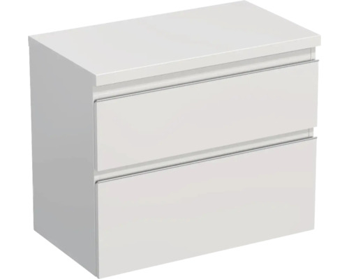 Jungborn Waschtischunterschrank TRENTA BxHxT 76,7 x 64,6 x 44,5 cm Frontfarbe weiß hochglanz glanz TRE DESK 80 2Z S A0016 Weißer Waschtischunterschrank mit zwei Schubladen