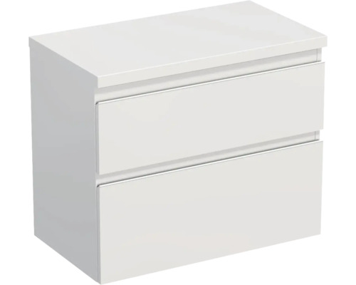 Jungborn Waschtischunterschrank TRENTA BxHxT 76,7 x 64,6 x 44,5 cm Frontfarbe weiß hochglanz glanz TRE DESK 80 2Z W A0016 Waschtischunterschrank mit zwei Schubladen für das Badezimmer
