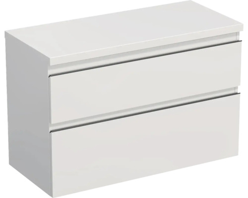 Meuble sous vasque Jungborn TRENTA lxhxp 96,7 x 64,6 x 44,5 cm couleur de façade blanc haute brillance brillant TRE DESK 100 2Z B A0016