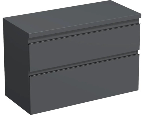 Meuble sous vasque Jungborn TRENTA lxhxp 96,7 x 64,6 x 44,5 cm couleur de façade anthracite mat TRE DESK 100 2Z B A3396