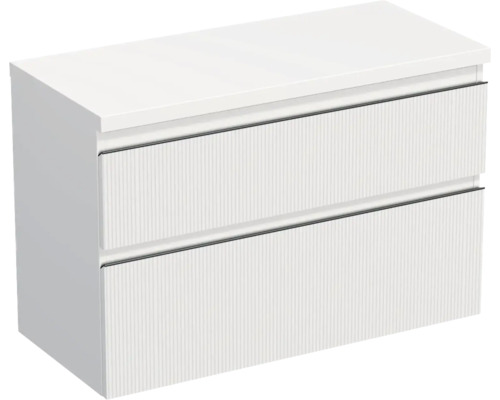 Meuble sous vasque Jungborn TRENTA lxhxp 96,7 x 64,6 x 44,5 cm couleur de façade blanc mat TRE DESK 100 2Z B A8916