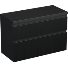 Jungborn Waschtischunterschrank TRENTA BxHxT 96,7 x 64,6 x 44,5 cm Frontfarbe schwarz matt TRE DESK 100 2Z B A9276