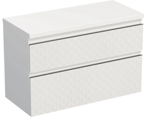 Meuble sous vasque Jungborn TRENTA lxhxp 96,7 x 64,6 x 44,5 cm couleur de façade blanc mat TRE DESK 100 2Z B B073