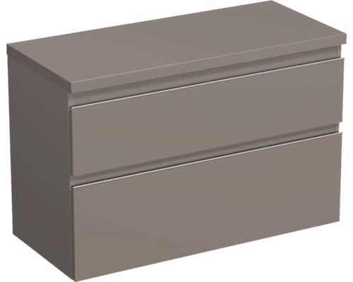 Meuble sous vasque Jungborn TRENTA lxhxp 96,7 x 64,6 x 44,5 cm couleur de façade marron clair brillant TRE DESK 100 2Z S A2496