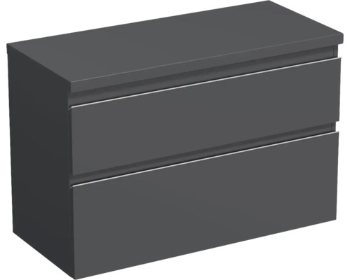 Meuble sous vasque Jungborn TRENTA lxhxp 96,7 x 64,6 x 44,5 cm couleur de façade anthracite mat TRE DESK 100 2Z S A3396