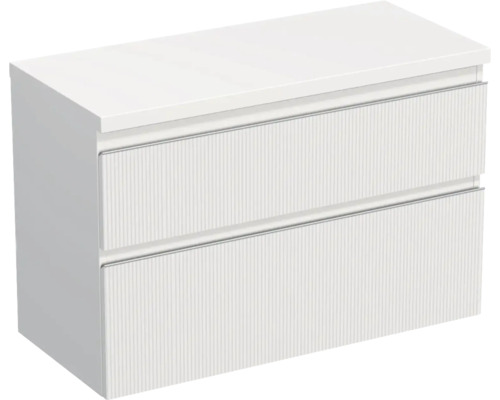 Meuble sous vasque Jungborn TRENTA lxhxp 96,7 x 64,6 x 44,5 cm couleur de façade blanc mat TRE DESK 100 2Z S A8916