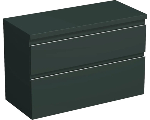 Meuble sous vasque Jungborn TRENTA lxhxp 96,7 x 64,6 x 44,5 cm couleur de façade vert menthe mat TRE DESK 100 2Z S A9146