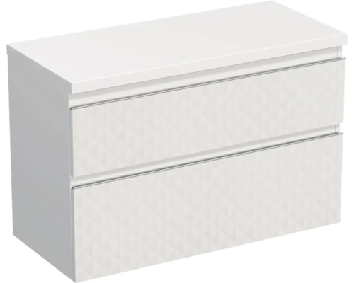 Meuble sous vasque Jungborn TRENTA lxhxp 96,7 x 64,6 x 44,5 cm couleur de façade blanc mat TRE DESK 100 2Z S B073