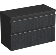 Jungborn Waschtischunterschrank TRENTA BxHxT 96,7 x 64,6 x 44,5 cm Frontfarbe schwarz matt TRE DESK 100 2Z S U129