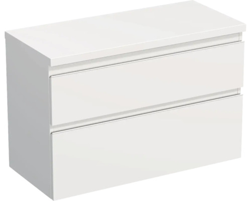 Meuble sous vasque Jungborn TRENTA lxhxp 96,7 x 64,6 x 44,5 cm couleur de façade blanc mat TRE DESK 100 2Z W 379