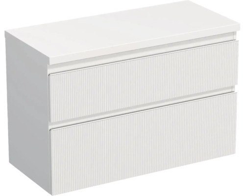 Meuble sous vasque Jungborn TRENTA lxhxp 96,7 x 64,6 x 44,5 cm couleur de façade blanc mat TRE DESK 100 2Z W A8916