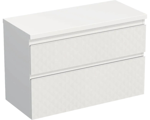 Meuble sous vasque Jungborn TRENTA lxhxp 96,7 x 64,6 x 44,5 cm couleur de façade blanc mat TRE DESK 100 2Z W B073