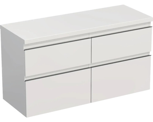 Meuble sous vasque Jungborn TRENTA lxhxp 116,7 x 64,6 x 44,5 cm couleur de façade blanc haute brillance brillant TRE DESK 120D 4Z B A0016