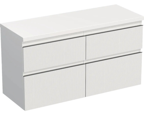 Meuble sous vasque Jungborn TRENTA lxhxp 116,7 x 64,6 x 44,5 cm couleur de façade blanc mat TRE DESK 120D 4Z B A8916