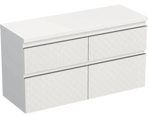 Meuble sous vasque Jungborn TRENTA lxhxp 116,7 x 64,6 x 44,5 cm couleur de façade blanc mat TRE DESK 120D 4Z B B073