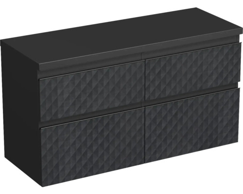 Meuble sous vasque Jungborn TRENTA lxhxp 116,7 x 64,6 x 44,5 cm couleur de façade noir mat TRE DESK 120D 4Z B U129