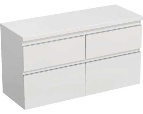 Meuble sous vasque Jungborn TRENTA lxhxp 116,7 x 64,6 x 44,5 cm couleur de façade blanc haute brillance brillant TRE DESK 120D 4Z S A0016