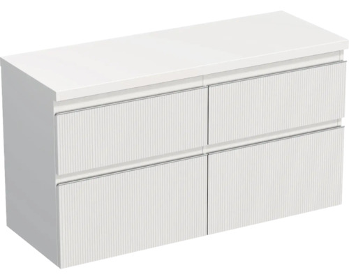 Meuble sous vasque Jungborn TRENTA lxhxp 116,7 x 64,6 x 44,5 cm couleur de façade blanc mat TRE DESK 120D 4Z S A8916