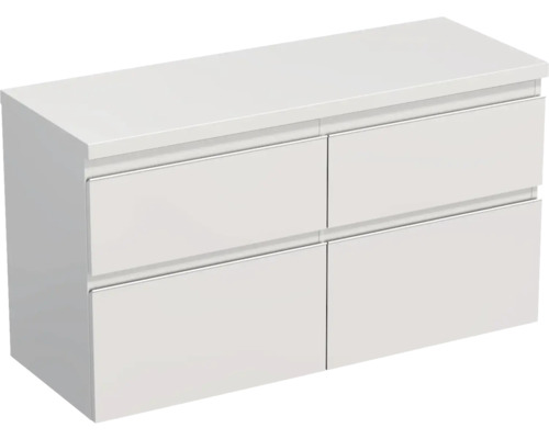 Meuble sous vasque Jungborn TRENTA lxhxp 116,7 x 64,6 x 44,5 cm couleur de façade blanc haute brillance brillant TRE DESK 120D 4Z W A0016