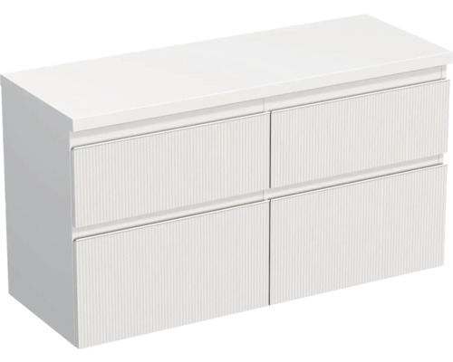 Meuble sous vasque Jungborn TRENTA lxhxp 116,7 x 64,6 x 44,5 cm couleur de façade blanc mat TRE DESK 120D 4Z W A8916