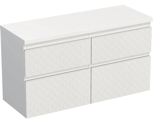 Meuble sous vasque Jungborn TRENTA lxhxp 116,7 x 64,6 x 44,5 cm couleur de façade blanc mat TRE DESK 120D 4Z W B073