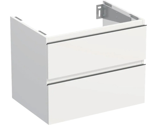 Meuble sous vasque Jungborn TRENTA lxhxp 70 x 56 x 49,8 cm couleur de façade blanc haute brillance brillant TRE DESK SS 70 2Z B A0016 Meuble sous-lavabo avec deux tiroirs