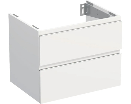 Meuble sous vasque Jungborn TRENTA lxhxp 70 x 56 x 49,8 cm couleur de façade blanc haute brillance brillant TRE DESK SS 70 2Z W A0016 Meuble sous-lavabo avec deux tiroirs pour le rangement dans la salle de bain