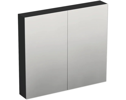 Armoire de toilette Jungborn TRENTA 80 x 14,4 x 72 cm noir pour U129 mat 2 portes IP 44