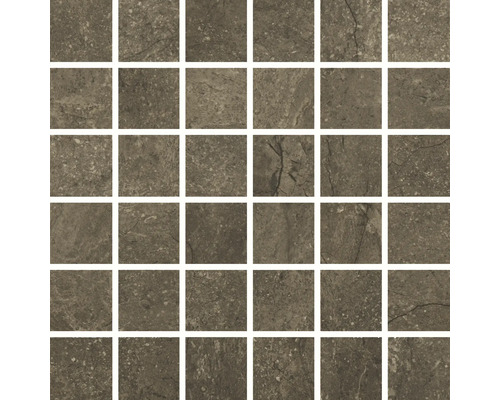 Mosaïque en grès cérame fin Wells moka poli 30x30cm Mosaïque en grès cérame