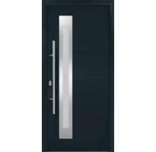 Porte d''entrée moderne avec vitrage latéral et barre de poignée
