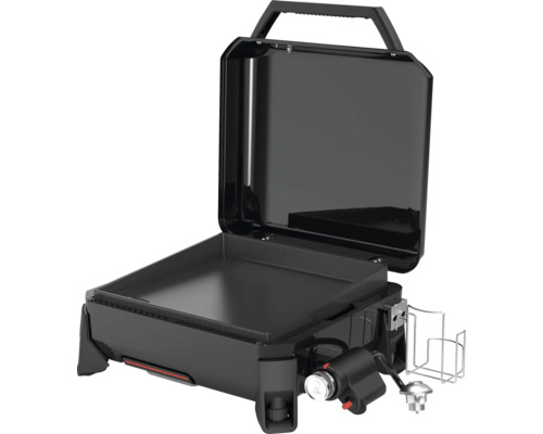 Gril à gaz noir portable avec surface de cuisson ouverte