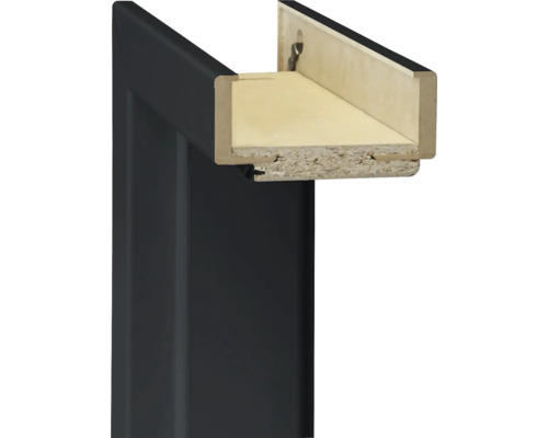 Chambranle complet Pertura laque RAL 9005 noir foncé 198,5x86x9,5 cm droite Vue détaillée d''un cadre de porte en bois