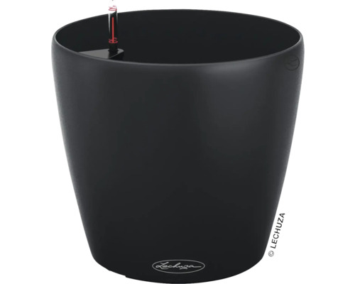 Pot de fleurs Lechuza plastique 23,5 x 23,5 x 21,2 cm gris Pot de fleurs noir avec indicateur de niveau d''eau
