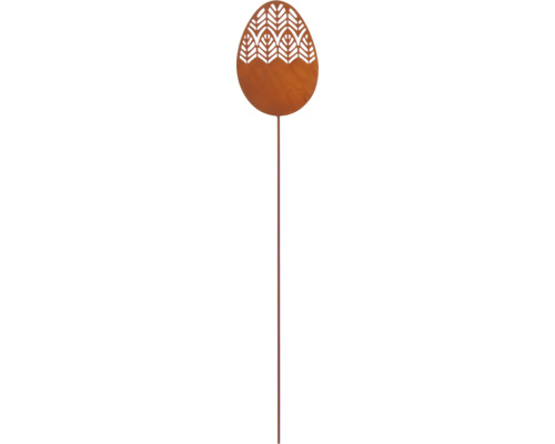 Tige décorative Lafiora oeuf de Pâques h 115 cm métal motif marron ovale