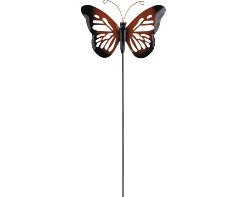 Tige décorative papillon Lafiora métal h 95 cm rouge