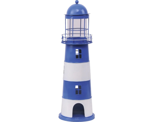 Figurine décorative phare Lafiora métal 16 x 45 cm bleu