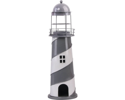 Figurine décorative phare Lafiora métal 16 x 45 cm gris