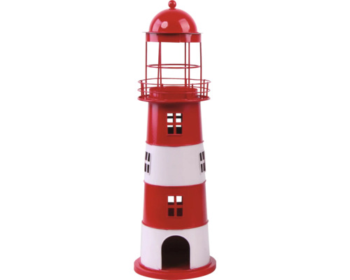 Figurine décorative phare Lafiora métal 16 x 45 cm rouge