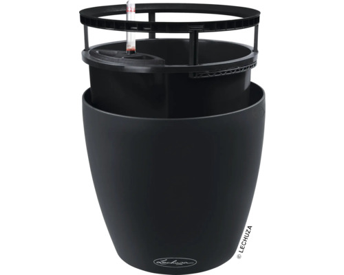 Pot de fleurs noir avec système d''irrigation