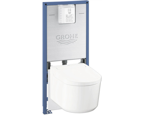 Dusch-WC Set Grohe Quickfix Sensia Tiefspüler ohne Spülrand mit Hygienedusche und Geruchsabsaugung weiß glänzend mit Beschichtung mit WC-Sitz und Vorwandelement Rapid SLX 36509SH0