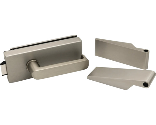 Glastürschloss mit Griffgarnitur und Türbändern