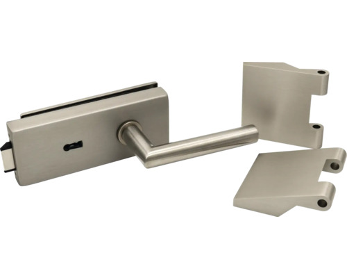 Glastürschloss mit Drückergarnitur und Befestigung