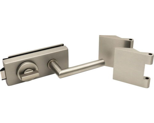Ferrure de porte vitrée Pertura Studio/Office Loki WC alu anodisé couleur inox Serrure de porte en verre avec poignée et ferrures