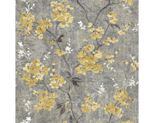 Papier peint intissé floral gris